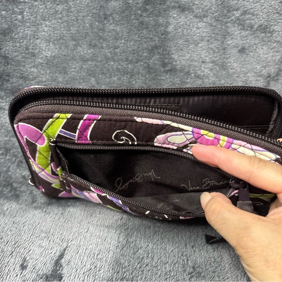 vera bradley large zip around wallet Brown Purple Pinch - Picture 5 of 10